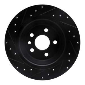 Ford Focus RS Brake Rotor (1) - Rear Right - R1 Concepts - Drilled & Slotted - Black - `09-`15